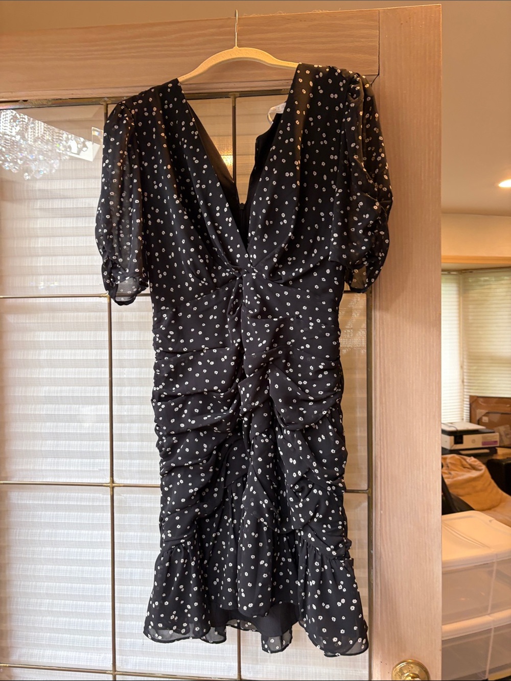 Astr Black and White Polka Dot Midi Dress